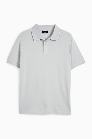 Bărbați - Tricou polo - regular fit - în carouri - gri deschis