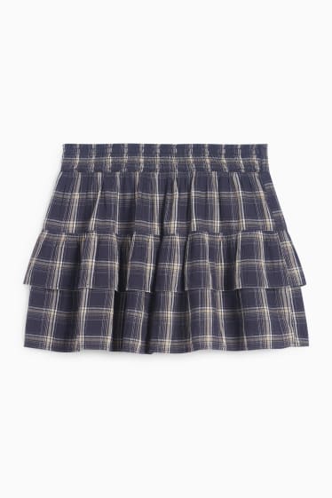 Femei - Fustă mini - în carouri - albastru închis