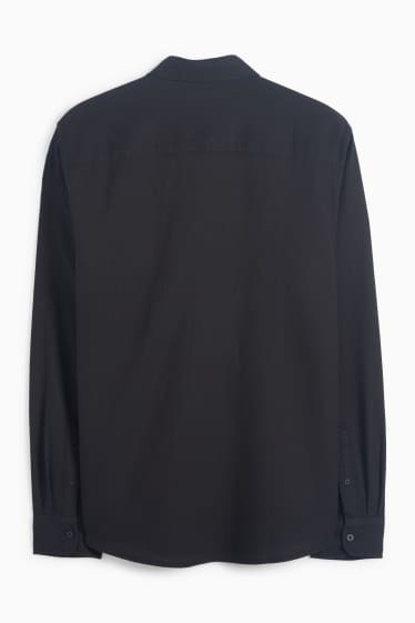 Bărbați - Cămașă - regular fit - guler Kent - structurată - negru