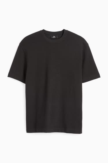 Bărbați - Tricou - relaxed fit - reiat - negru