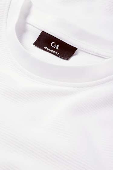 Bărbați - Tricou - relaxed fit - reiat - alb