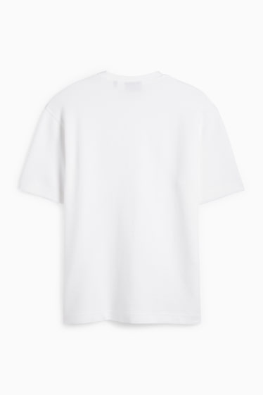 Bărbați - Tricou - relaxed fit - reiat - alb