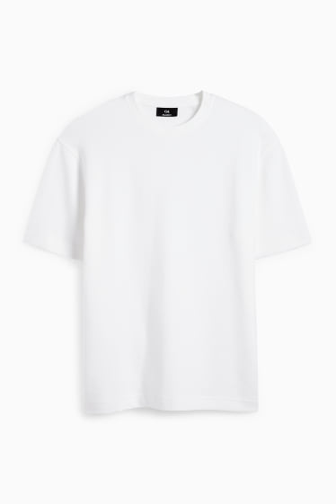 Bărbați - Tricou - relaxed fit - reiat - alb
