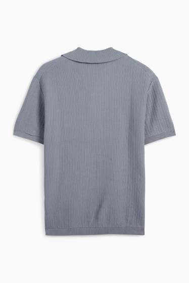 Bărbați - Tricou polo tricotat - relaxed fit - structurat - gri