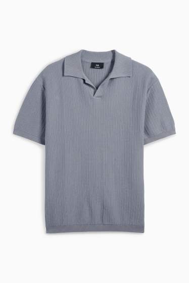 Bărbați - Tricou polo tricotat - relaxed fit - structurat - gri