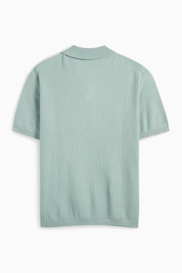 Bărbați - Tricou polo tricotat - relaxed fit - structurat - turcoaz