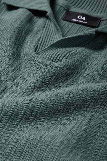 Bărbați - Tricou polo tricotat - relaxed fit - structurat - verde