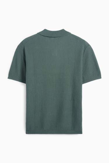 Bărbați - Tricou polo tricotat - relaxed fit - structurat - verde