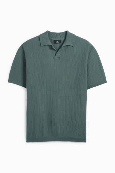 Bărbați - Tricou polo tricotat - relaxed fit - structurat - verde