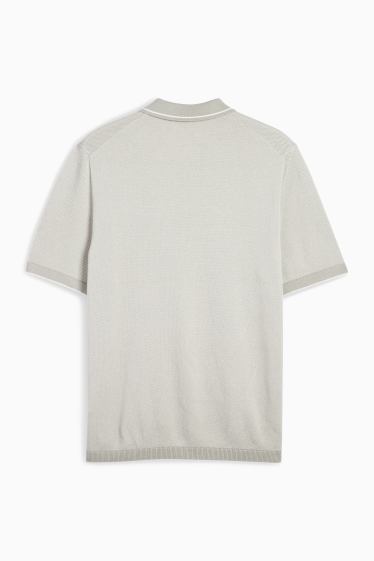 Bărbați - Tricou polo tricotat - regular fit - gri deschis