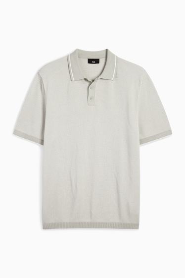 Bărbați - Tricou polo tricotat - regular fit - gri deschis