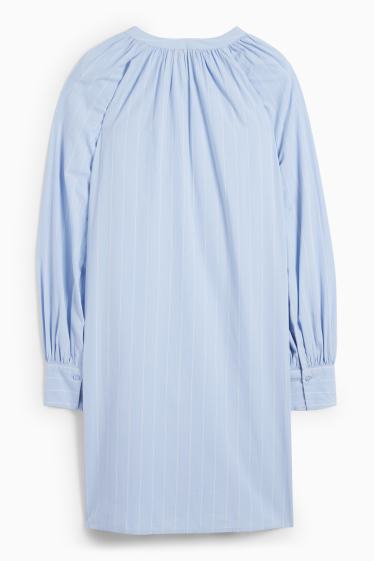Femei - Rochie tip bluză - cu dungi - albastru deschis