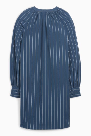 Femei - Rochie tip bluză - cu dungi - albastru închis