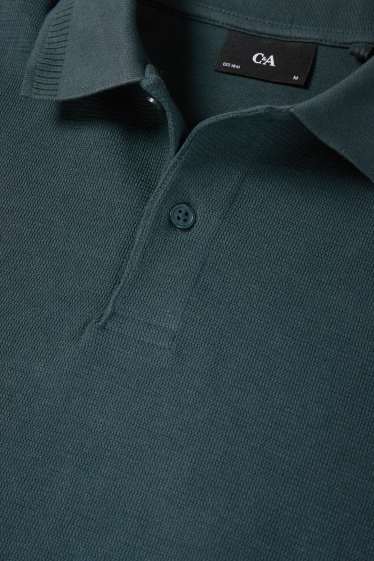 Bărbați - Tricou polo din tricot - regular fit - structurat - verde închis