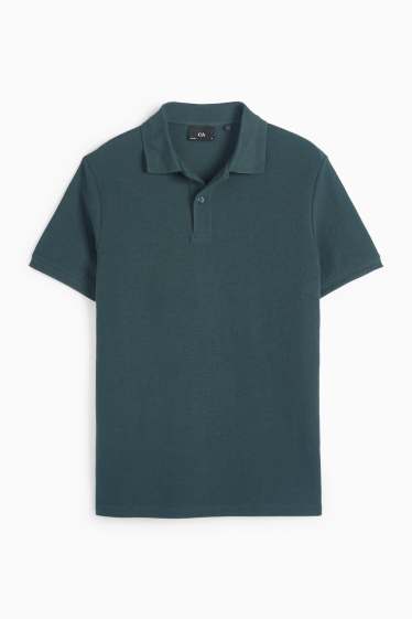 Bărbați - Tricou polo din tricot - regular fit - structurat - verde închis