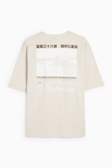 Bărbați - Tricou - supradimensionat - Hokusai - bej deschis