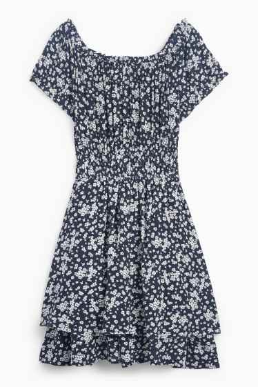 Femei - Rochie fit & flare - cu flori - albastru închis