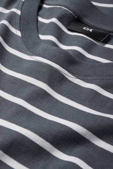 Bărbați - Tricou - regular fit - cu dungi - gri închis