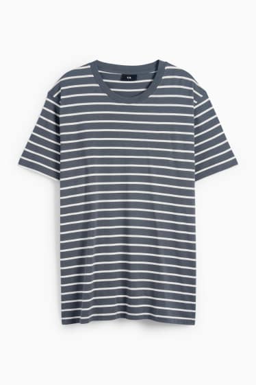 Bărbați - Tricou - regular fit - cu dungi - gri închis