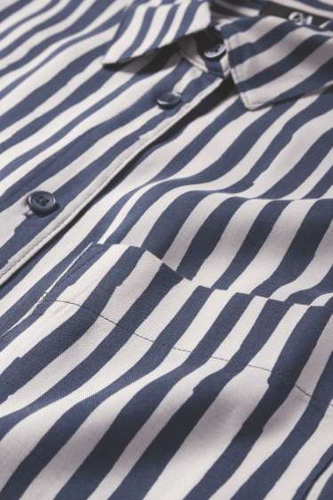 Femei - Rochie tip bluză din viscoză - cu dungi - albastru / bej