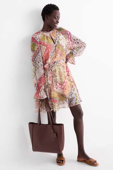 Femei - Geantă shopper mare - imitație de piele - bordo
