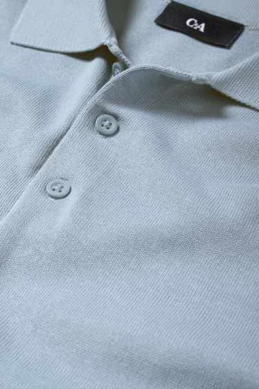 Bărbați - Tricou polo tricotat - regular fit - albastru deschis