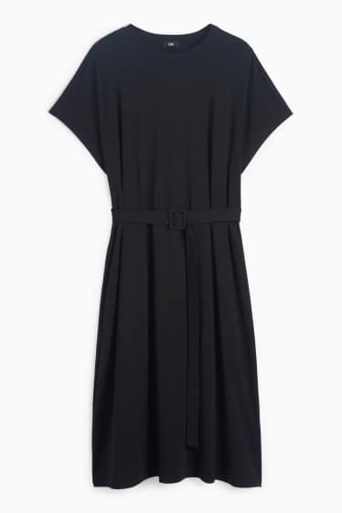 Femei - Rochie-tricou cu curea - negru
