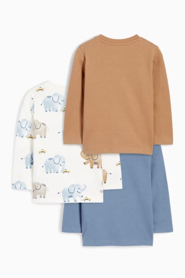 Bebeluși - băieți - Multipack 3 buc. - elefant - tricou cu mânecă lungă bebeluși - albastru