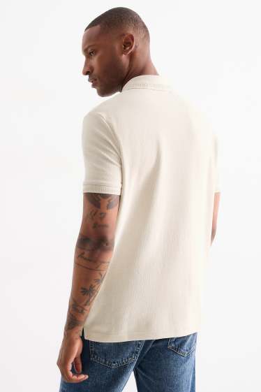 Bărbați - Tricou polo din tricot - regular fit - structurat - bej