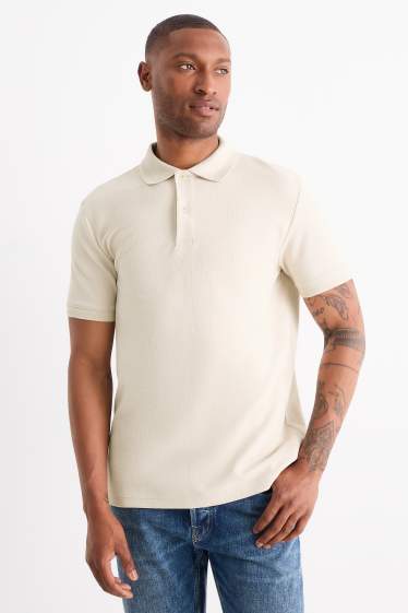 Bărbați - Tricou polo din tricot - regular fit - structurat - bej