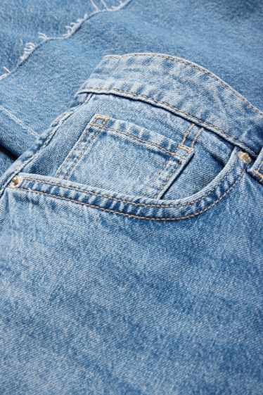 Femei - Crop wide leg jeans - talie medie - denim-albastru