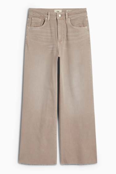 Femei - Crop wide leg jeans - talie medie - denim-gri