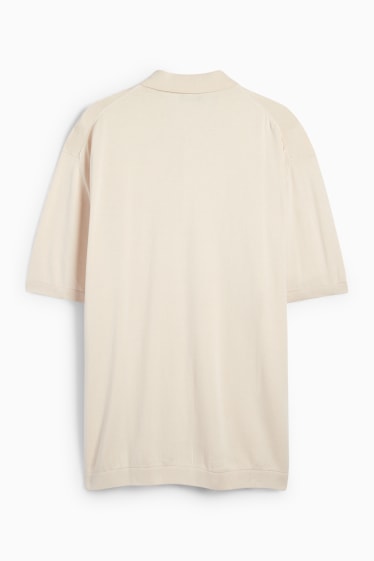 Bărbați - Tricou polo tricotat - bej
