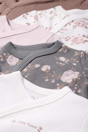 Baby Girls - Multipack of 5 - floral - wrapover baby bodysuit - cremewhite