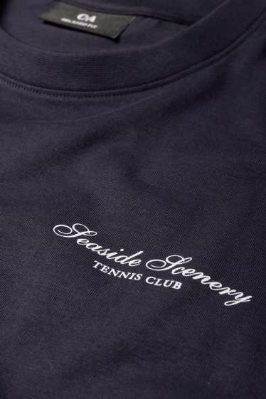 Hommes - T-shirt - relaxed fit - bleu foncé