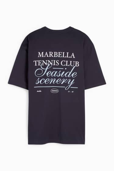 Hommes - T-shirt - relaxed fit - bleu foncé