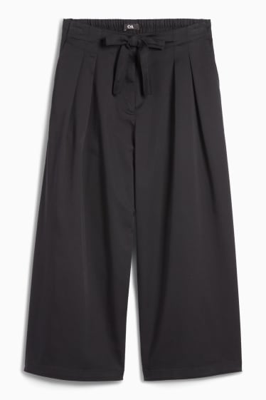 Femei - Pantaloni de stofă - talie înaltă - wide leg - negru