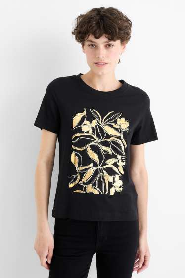 Femei - Tricou - regular fit - aspect lucios - negru