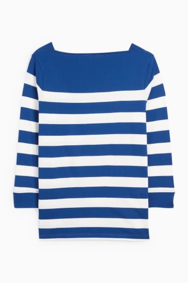 Femei - Tricou cu mânecă lungă - cu dungi - albastru / alb