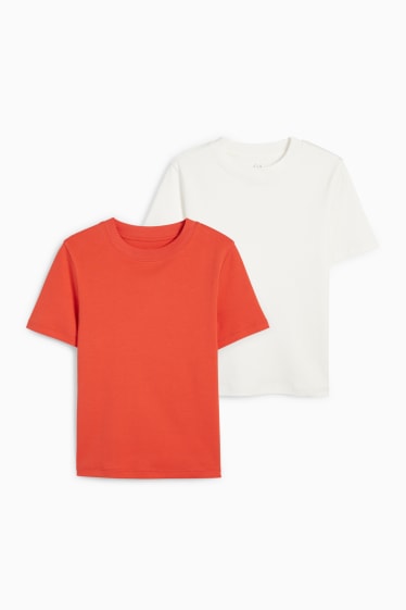 Femei - Multipack 2 buc. - tricou basic - alb / portocaliu