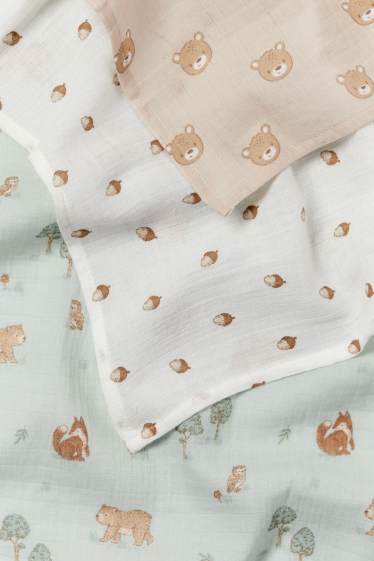 Unisex - Multipack 3 buc. - animale și pădure - scutec din muselină pentru bebeluși - bej deschis