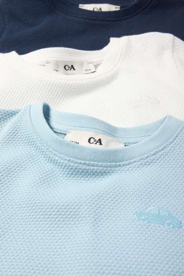 Copii - Băieți - Multipack 3 buc. - mașină - tricou cu mânecă scurtă - structurat - albastru deschis