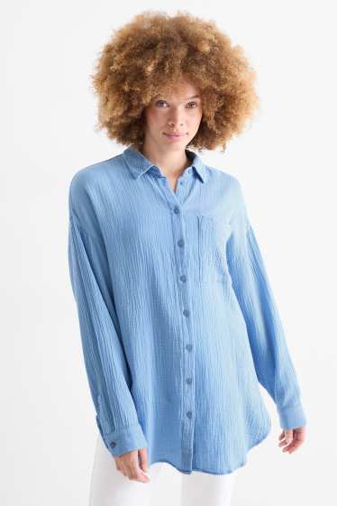 Damen - Musselin-Bluse - blau