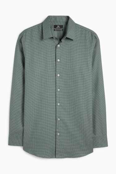 Home - Camisa formal - regular fit - Kent - no requereix planxada - estampada - verd fosc