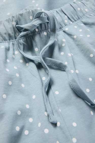Damen - Pyjamahose - gepunktet - türkis