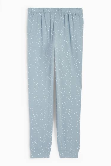 Damen - Pyjamahose - gepunktet - türkis