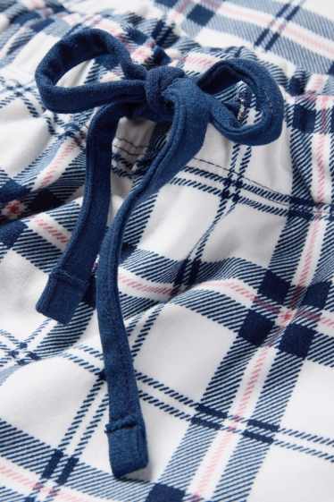 Femei - Pantaloni de pijama din flanel - în carouri - albastru închis / alb