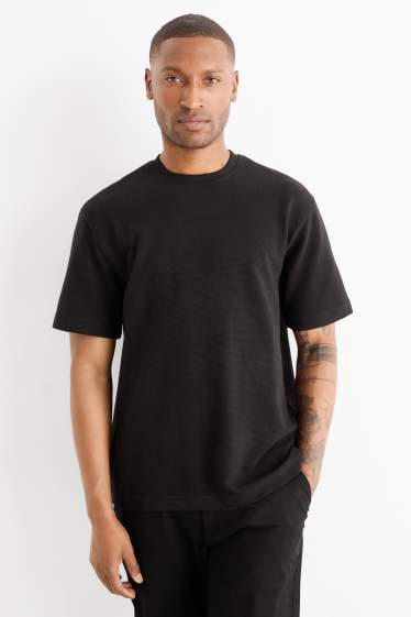 Bărbați - Tricou - relaxed fit - reiat - negru