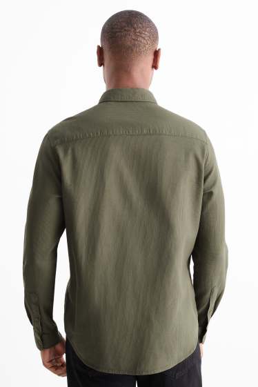 Bărbați - Cămașă - regular fit - guler Kent - structurată - verde