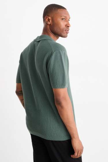 Bărbați - Tricou polo tricotat - relaxed fit - structurat - verde